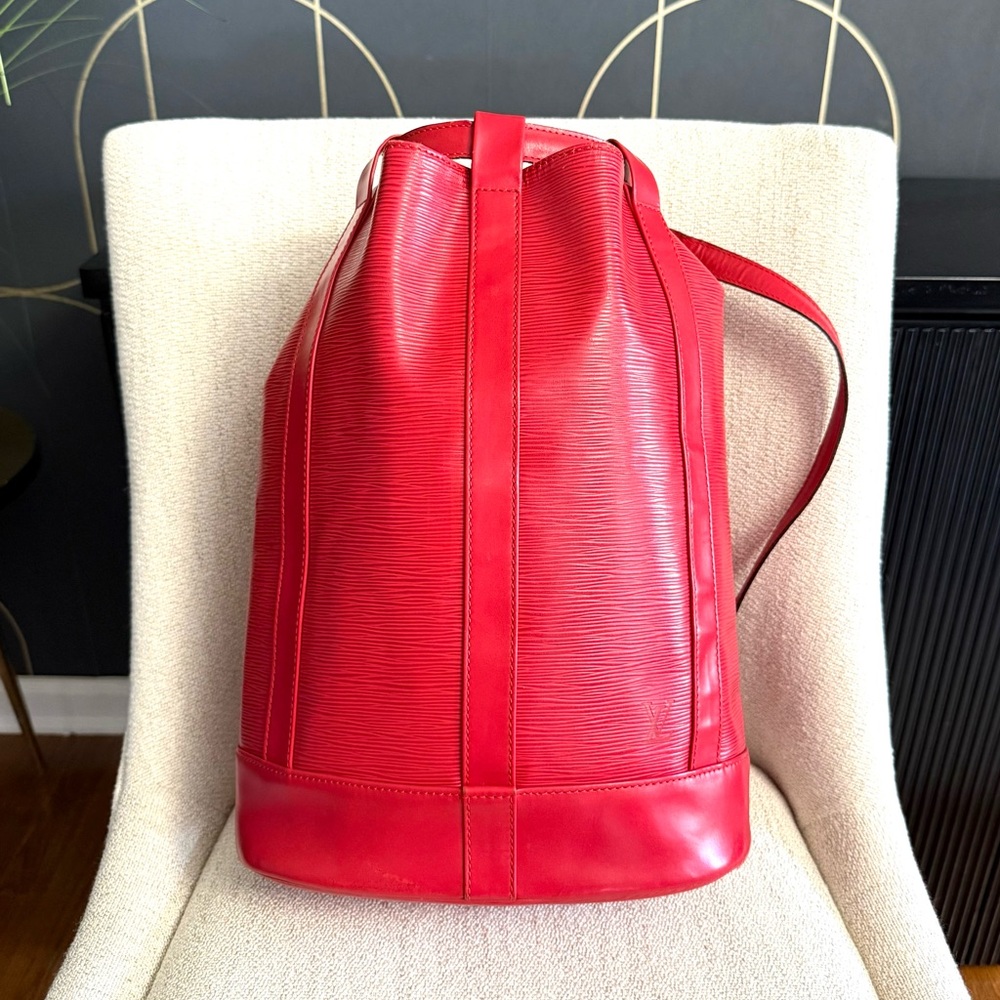 Authentic Louis Vuitton Randonnée backpack shoulder bag red Epi leather M52357 - Picture 2 of 16